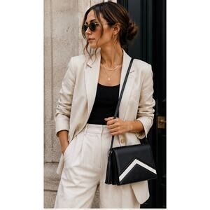 Summer & Rose Black White Chevron Crossbody Bag Minimalist Geometric Tassel Bag